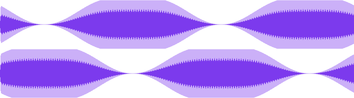 The left and right channels of the sound, each one swelling while the other fades